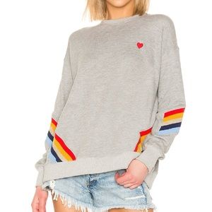 Spiritual Gangster Heart Stripe Crew Neck Sweatshirt, Medium